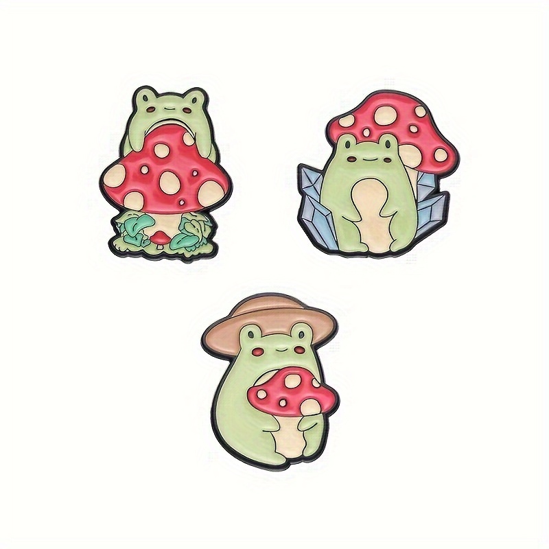 Cute Frogs Enamel Pins Frog Mushrooms Guitar Brooches Lapel - Temu