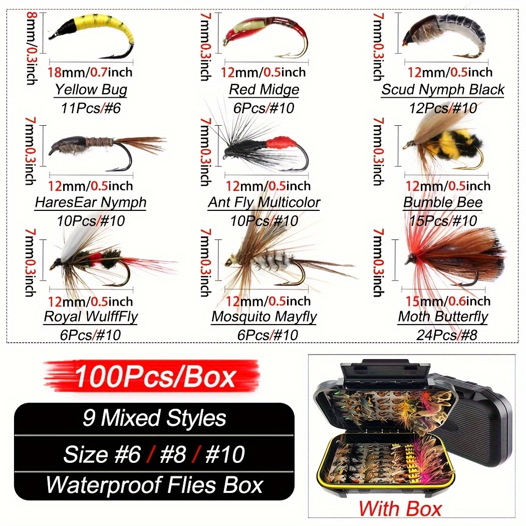 Fly Fishing Flies Realistic Dry Wet Nymph Trout Flies Hand Tie(5-Moth kit  12pcs)