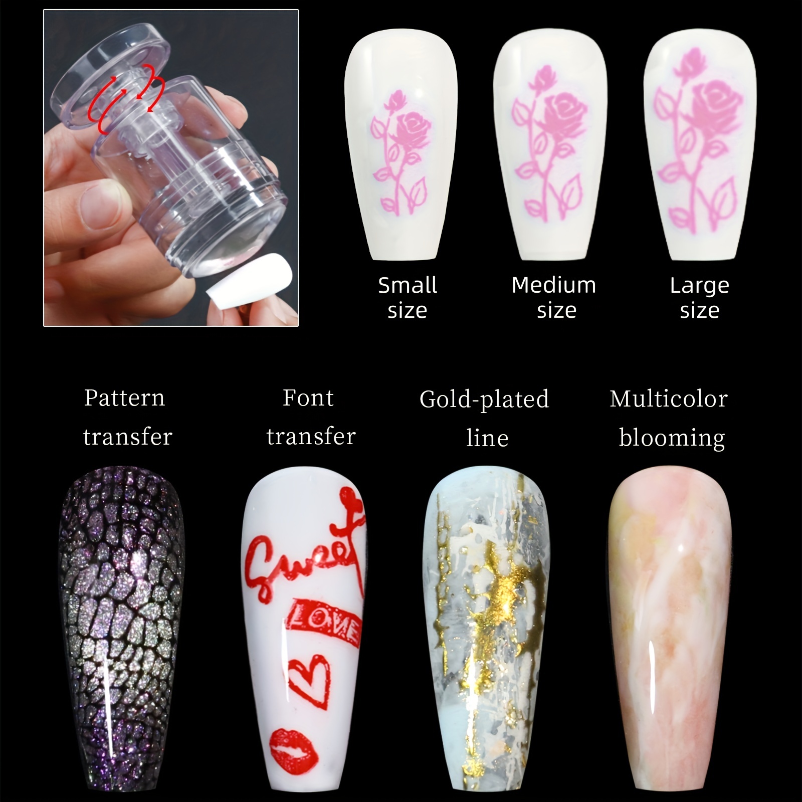 DIY Silicone Seal Soft French Nail Transfer Scraper Set Elastic Silicone  Nail Tools with Cover for Nail Home Manicure Store 