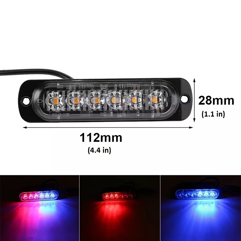 New 6 Led Emergency Strobe Lights Red Blue Strobe Warning - Temu