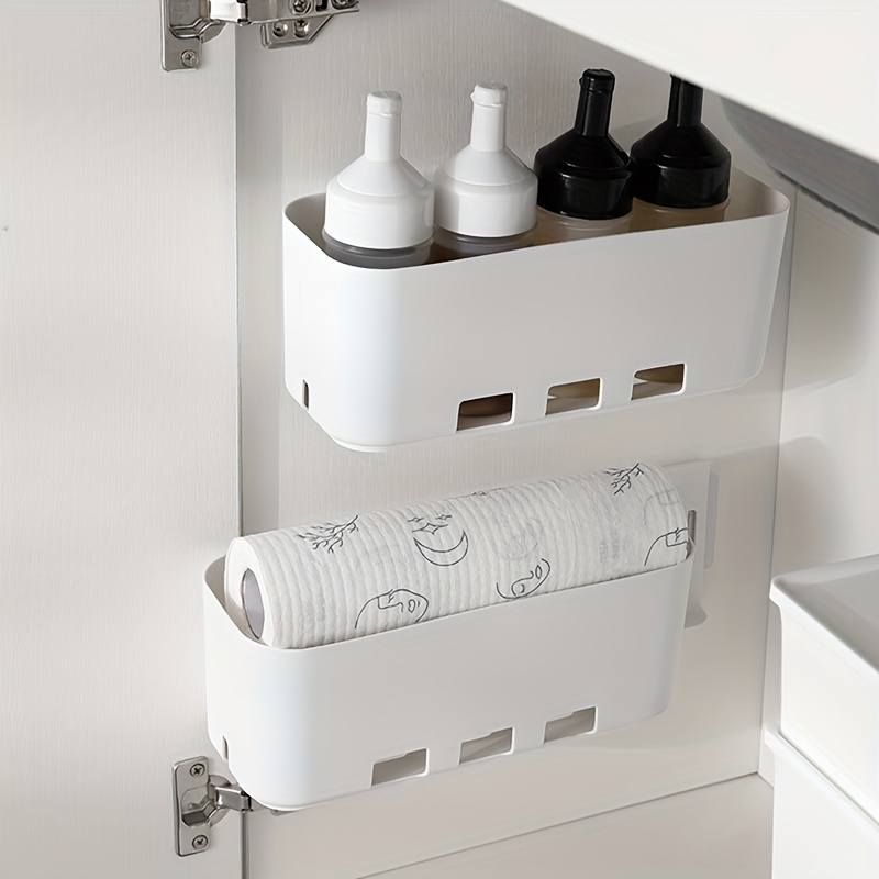 Punch-free Bathroom Shelf, Wall Mounted Storage Basket Rack Organizer  Kitchen Cabinet Storage Holder 