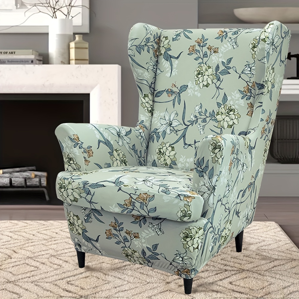 Image of 2pcs/set Printed Colorful Chrysanthemum Print Stretch Tiger Bench Cover Single Seat Sofa Cover Protect Furniture Home Decoration