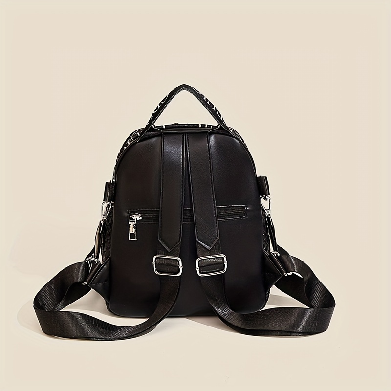 Small Woven Pattern Backpack Purse Fashion Pu Leather - Temu