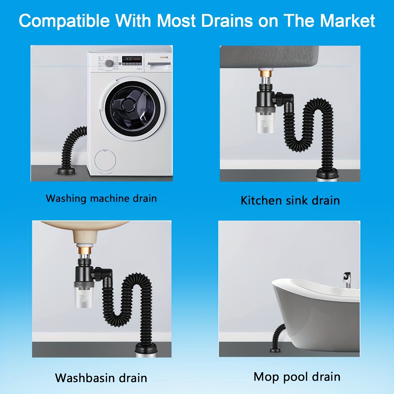 Flexible Drainage Pipe Universal Kitchen Sink Drain Pipe Kit - Temu
