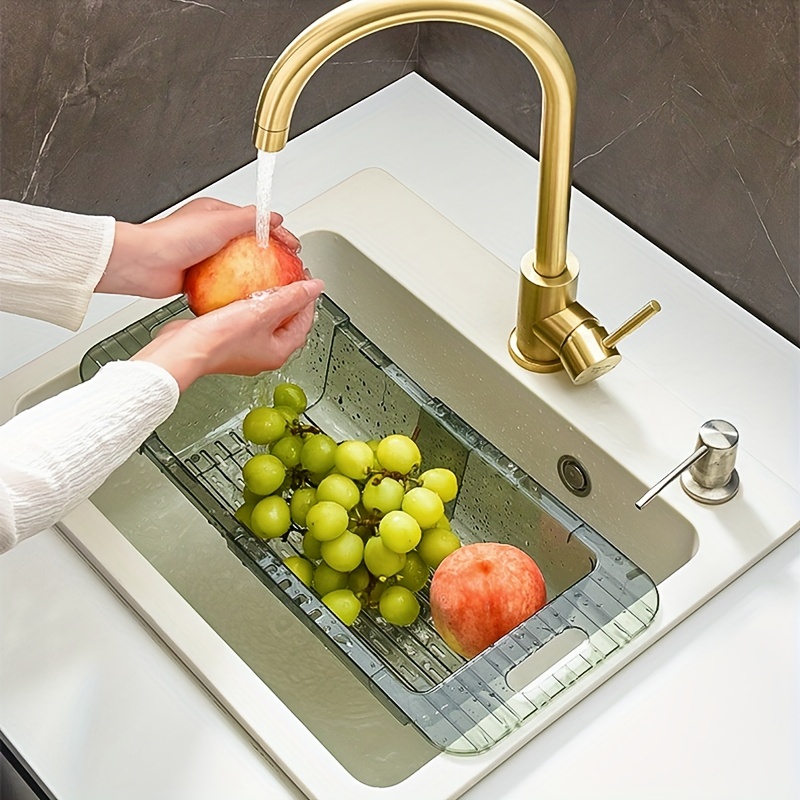 Adjustable Length Kitchen Sink Drain Basket Dish Drainer Telescopic Sink  Rack Kitchen Accessories Rag Soap Storage