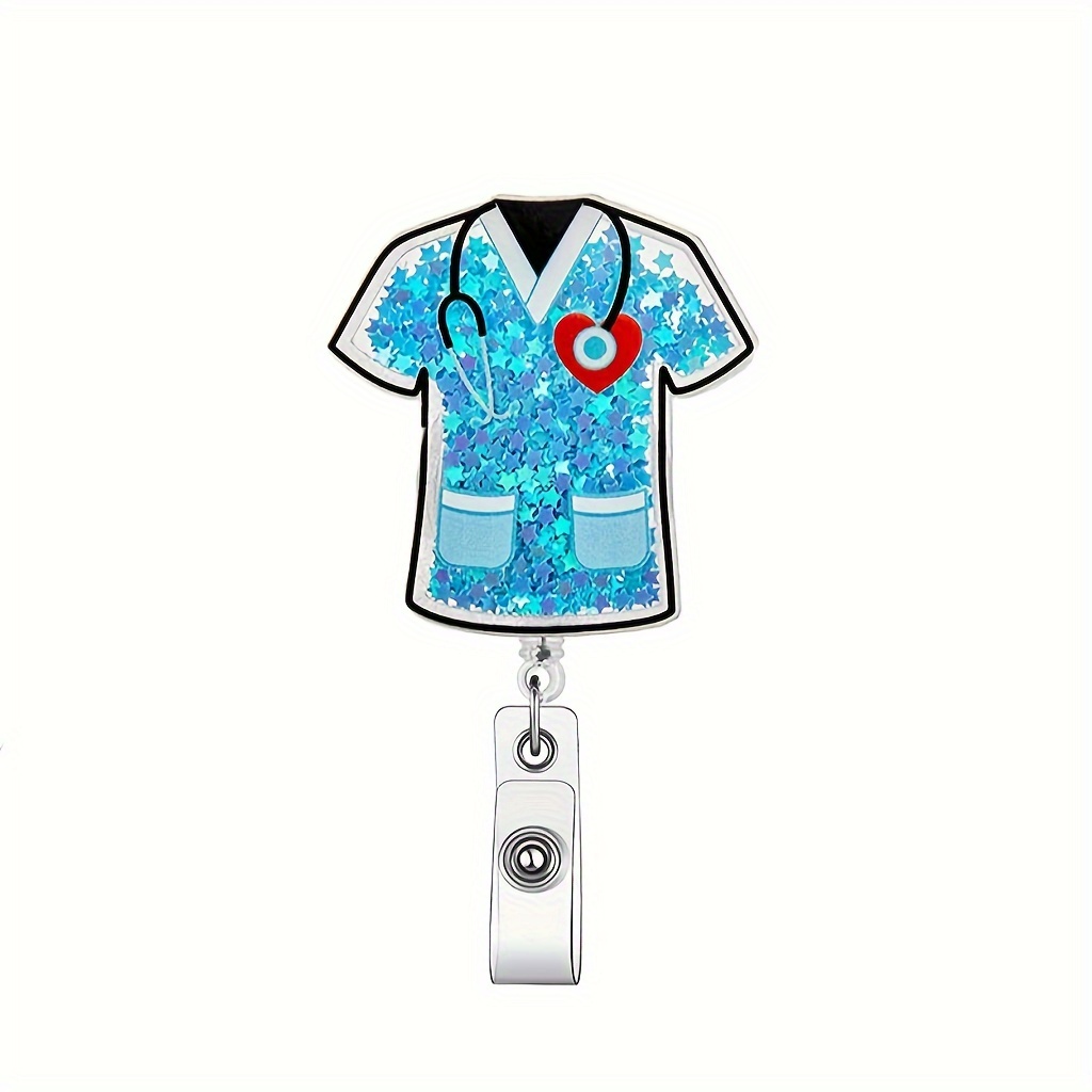 8PCS Cute Nurse Badge Reels Retractable Badge Holder Name ID Card Holders  with Clip Creative Pattern Themed Badge Holders for Nurse Doctor Gift