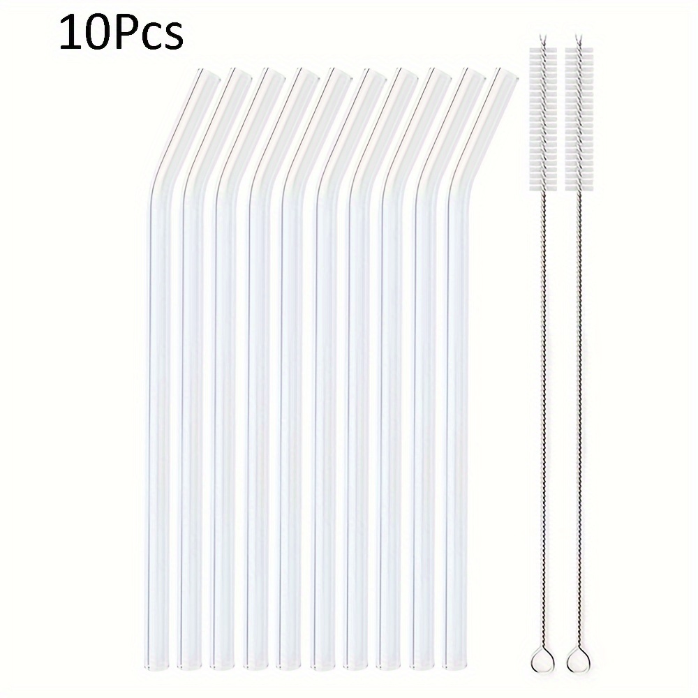 Straw, High Borosilicate Glass Straw Set, Reusable Straw, Wide Smoothie  Straw For Bubble Tea Milkshakes Drinking, Straw For Bar Accessories,  Thanksgiving Chrismas Halloween Party Supplies - Temu