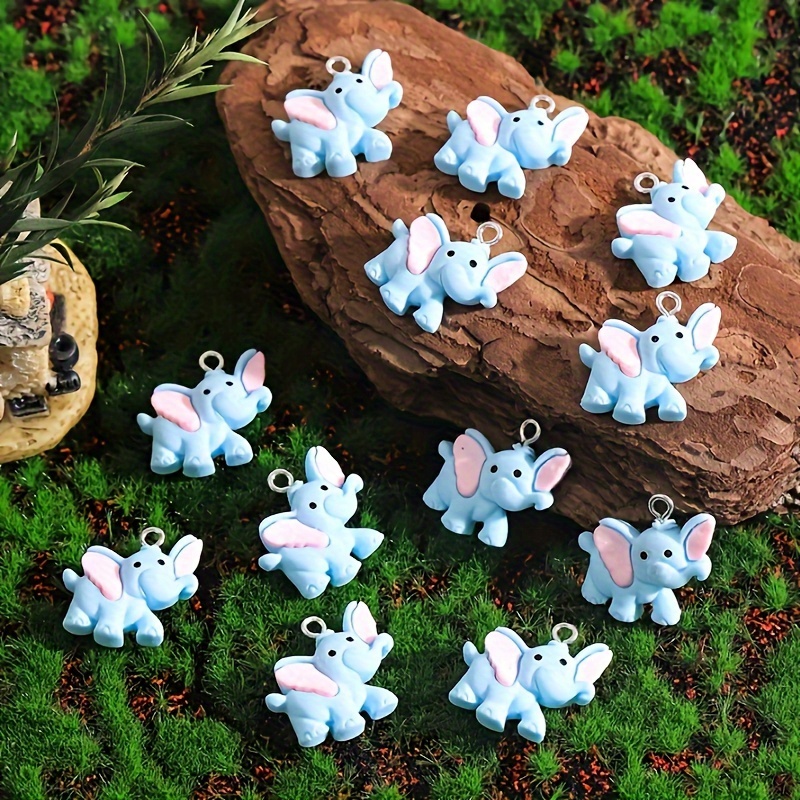 

12pcs Cute Blue Elephant Pendants Cartoon Animal Elephant Charms For Diy Can Be Used As Necklace Earrings Pendant Keychain And Other Jewelry