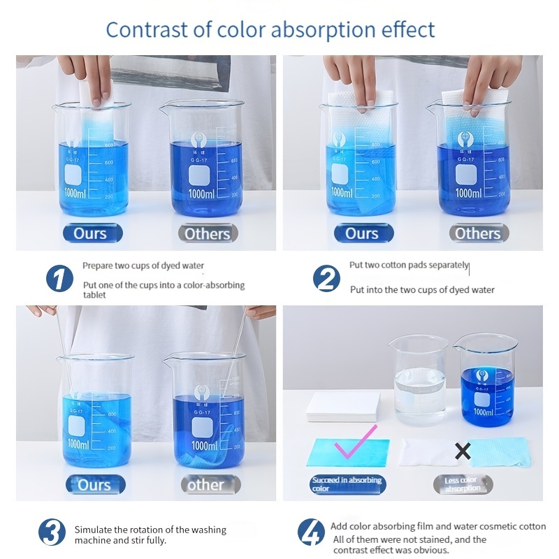 50pcs Sheets Of Anti-color Laundry Paper - Anti-dye Clothes Color Absorbing  Paper Anti-color Stringing Color Absorbing Tablets Washing Machine Color