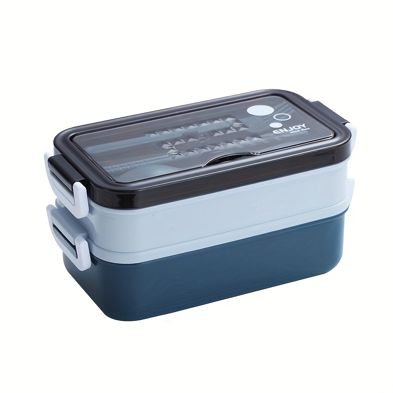 1050ml Double Layer Lunch Box w/Tableware for Outdoor Camping/Fishing