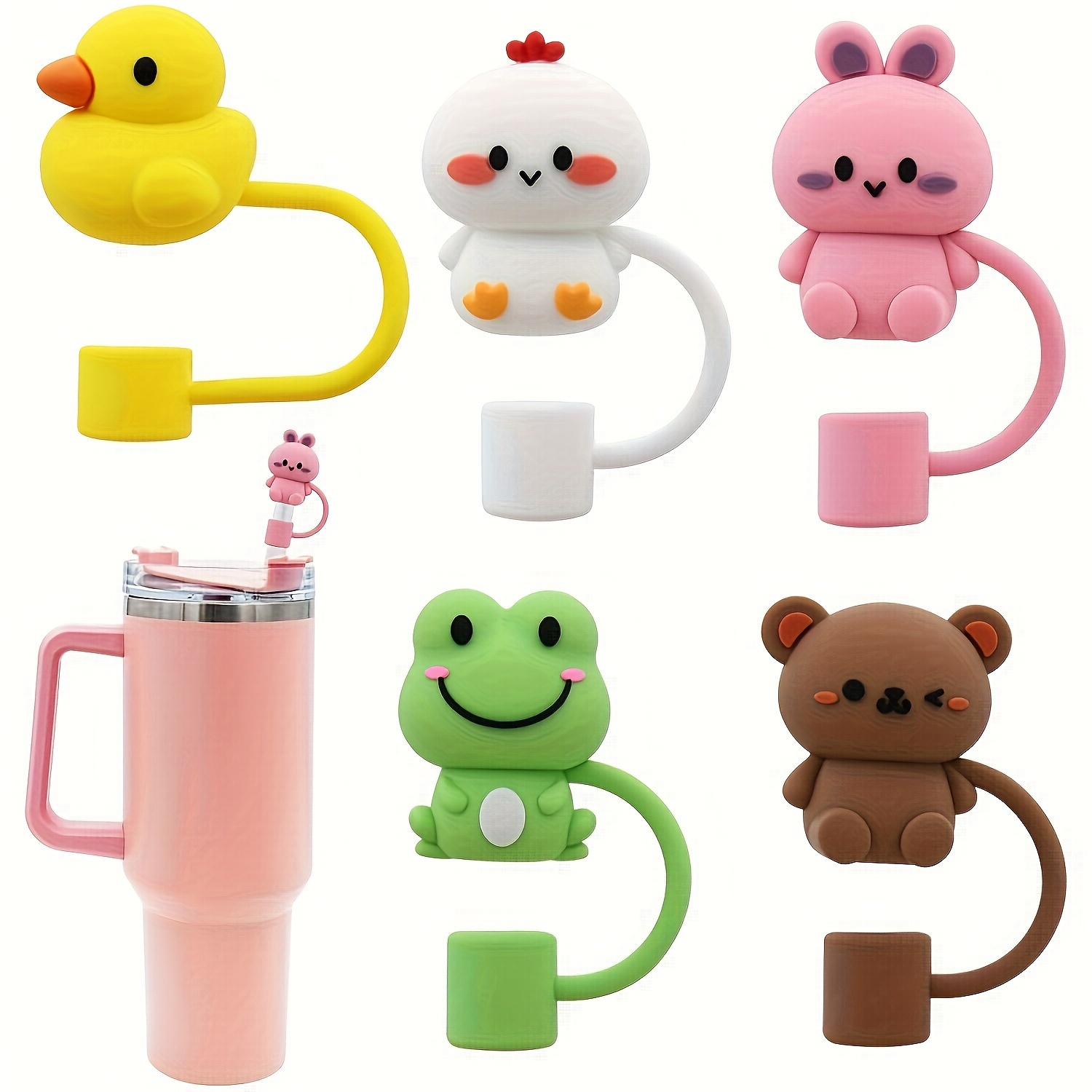 Straw Covers Cut Cartoon Style Compatible With Tumbler - Temu