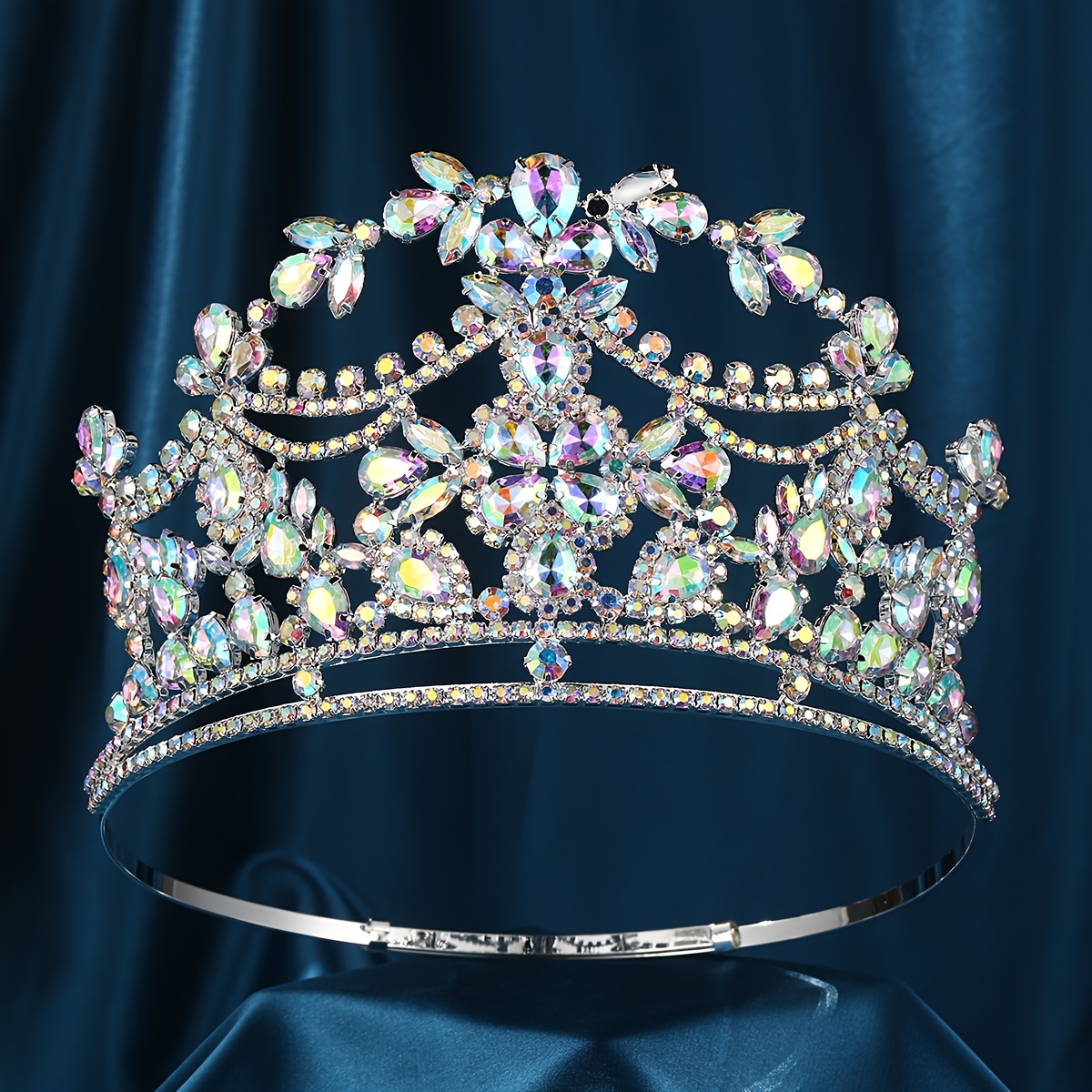 luxury imitation crystal beauty pageant crown miss world style tiara birthday party festival accessory fashion award ceremony large crown bridal headpiece queens regalia for celebrations
