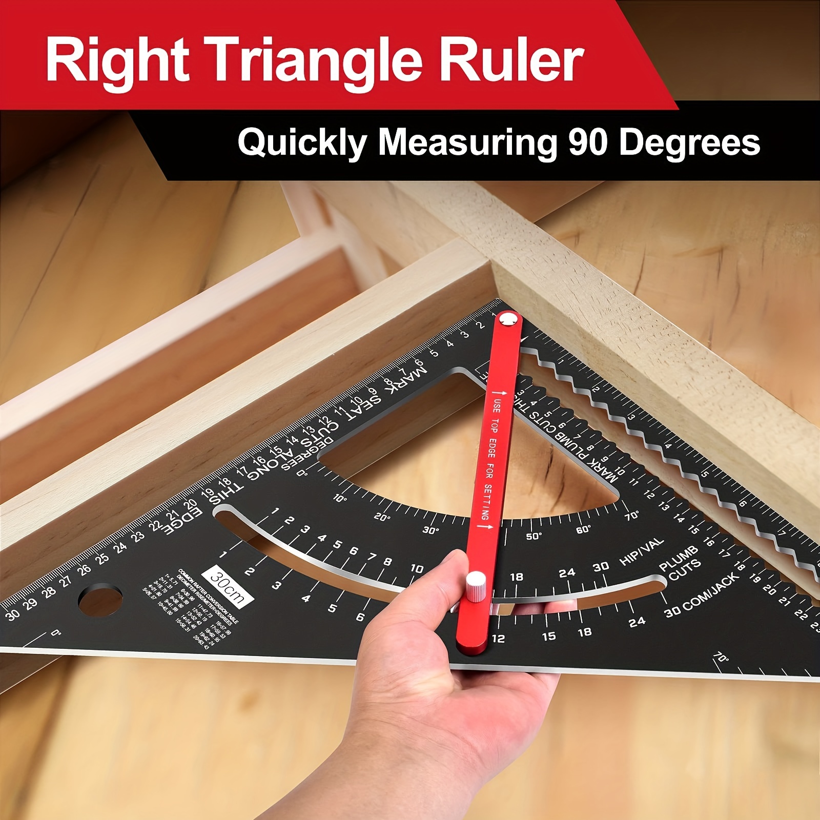 HEIMP Precision Woodworking Tools Ruler Angle Ruler Ruller Rafter Square  7/12 inch Metric Triangular Measuring Ruler Woodworking Speed Triangle  Angle
