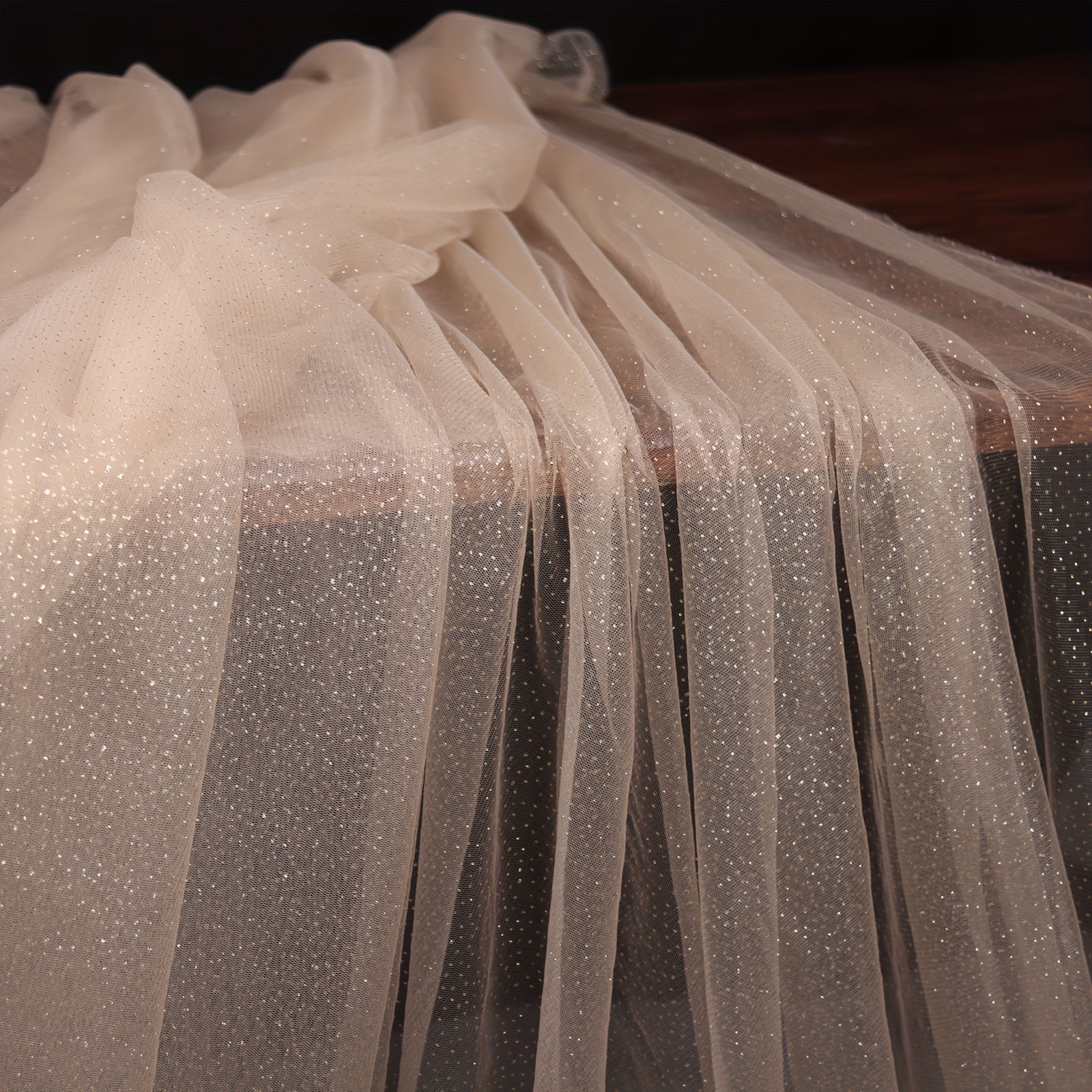 1pc, Golden Glitter Tulle Fabric Tulle Ribbon Sheer * Scarf Sequin Tulle  Bolt For Wedding Arch Drapes Backdrop Curtain Decor Bridal Veil Tutu Skir