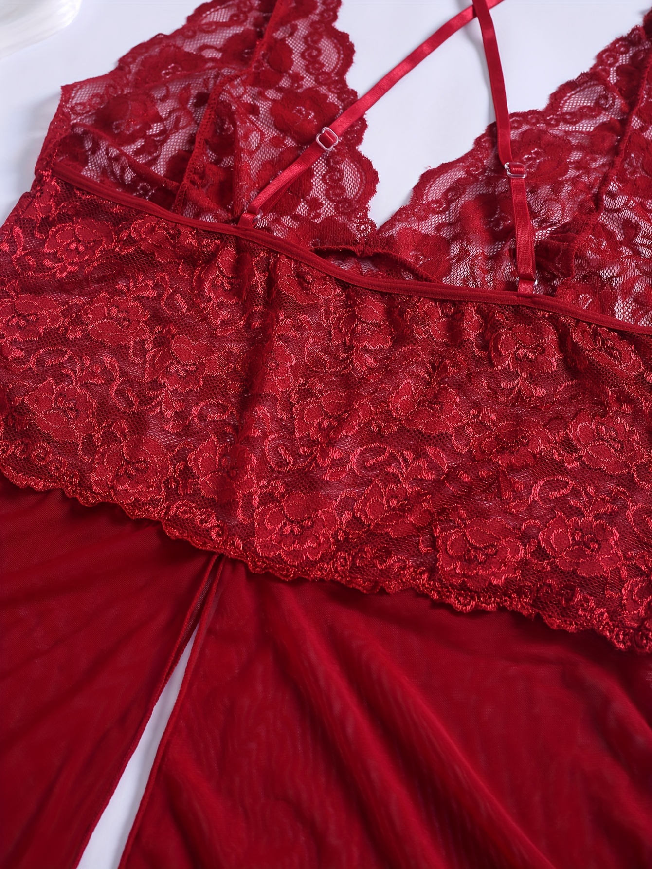 Red Lingerie Suit Women Floral Lace Teddy Lingerie Bodysuit Plus Size  Halter Backless Body Lencería Muser