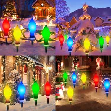 12pc solar christmas lights outdoor waterproof flame shaped solar garden lights outdoor christmas decorations 8 lighting modes solar string lights with stakes for yard landscape garden backyard patio wedding party holiday christmas new year