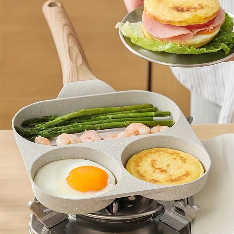Nonstick Egg Frying Pan - 3 Section Square Grill Pan Divided Frying Pan for  Breakfast,Burgers and Bacon,Suitable for Gas Stove & Induction Cooker,Safe