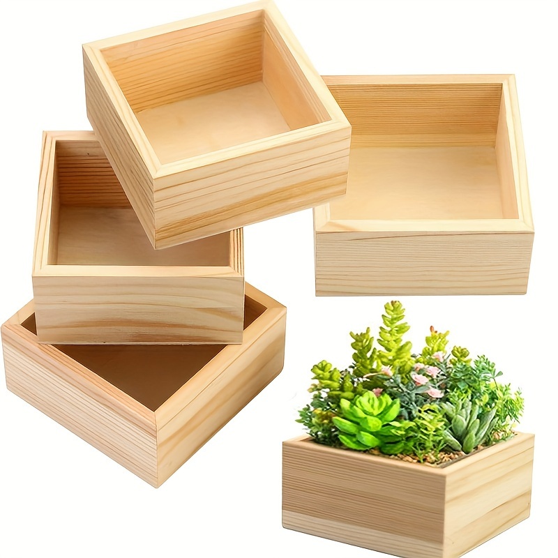 Paquete de 12 cajas pequeñas de madera sin terminar para suministros de  manualidades, cofres de madera pintables para joyas y proyectos de  bricolaje