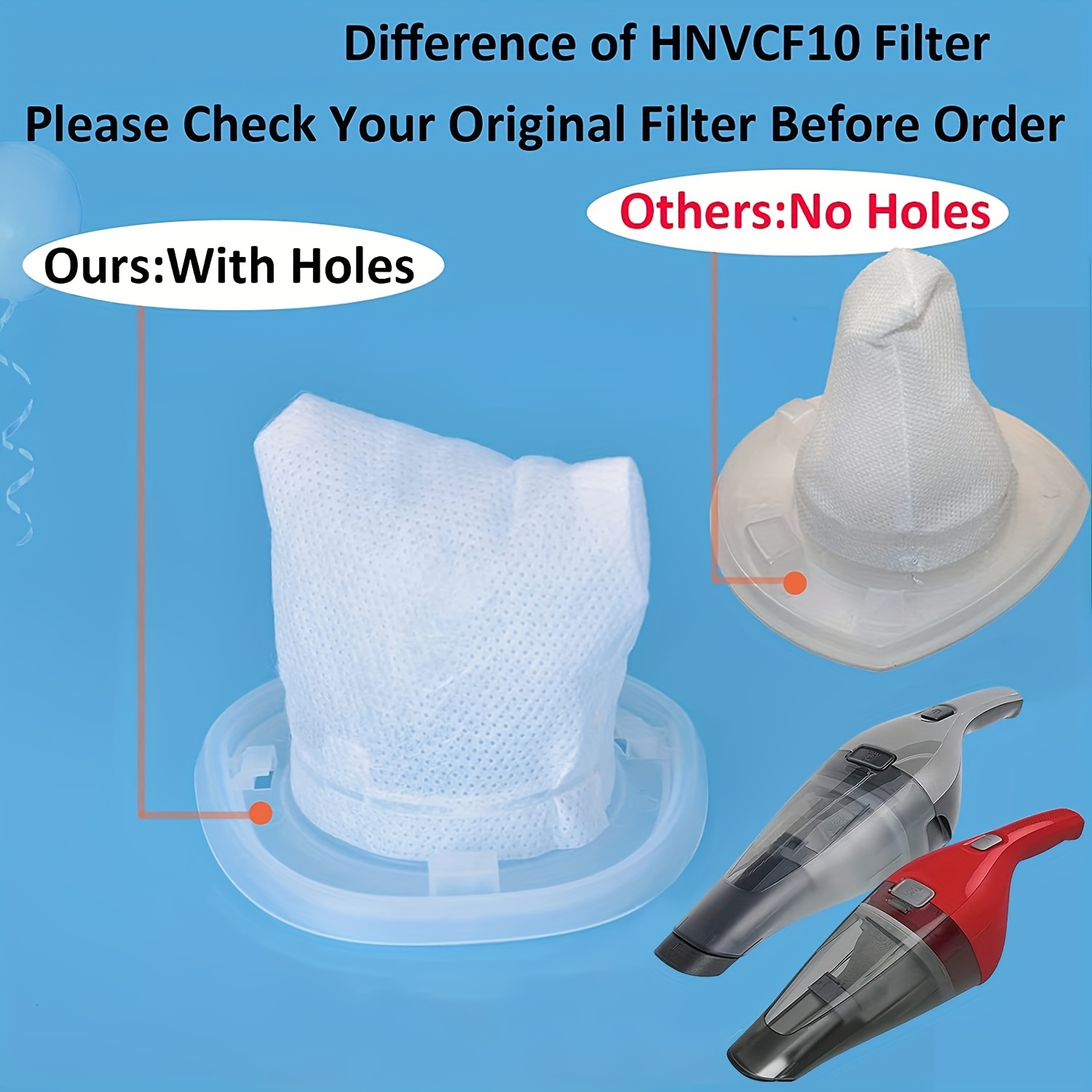 EVF100 Filters (3-pack) for Black & Decker - fit BDH7200CHV
