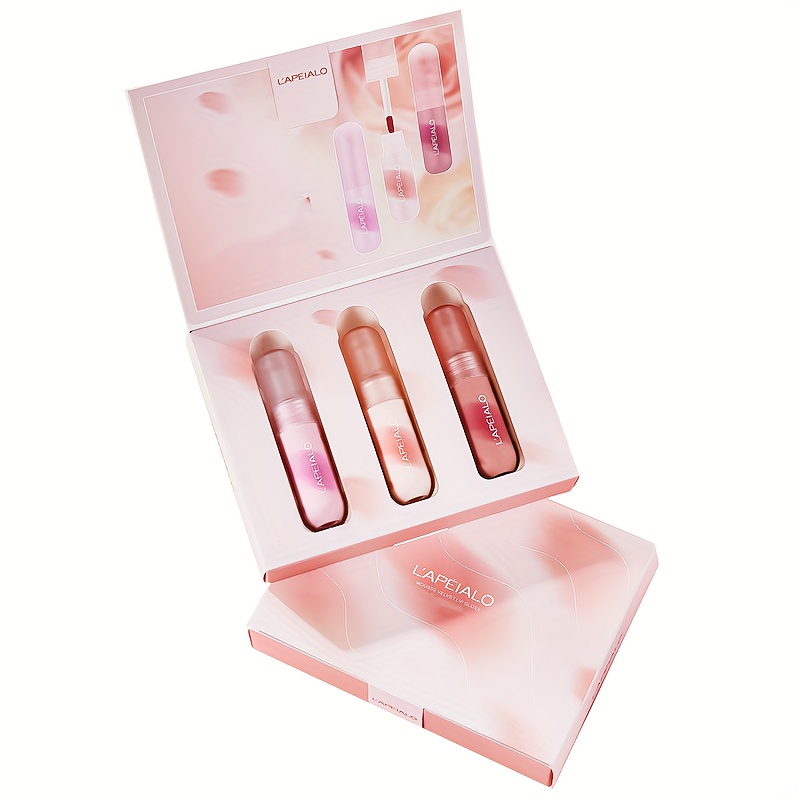 Velvet Lip Gloss Set 3pcs Moisturizing Soft Texture