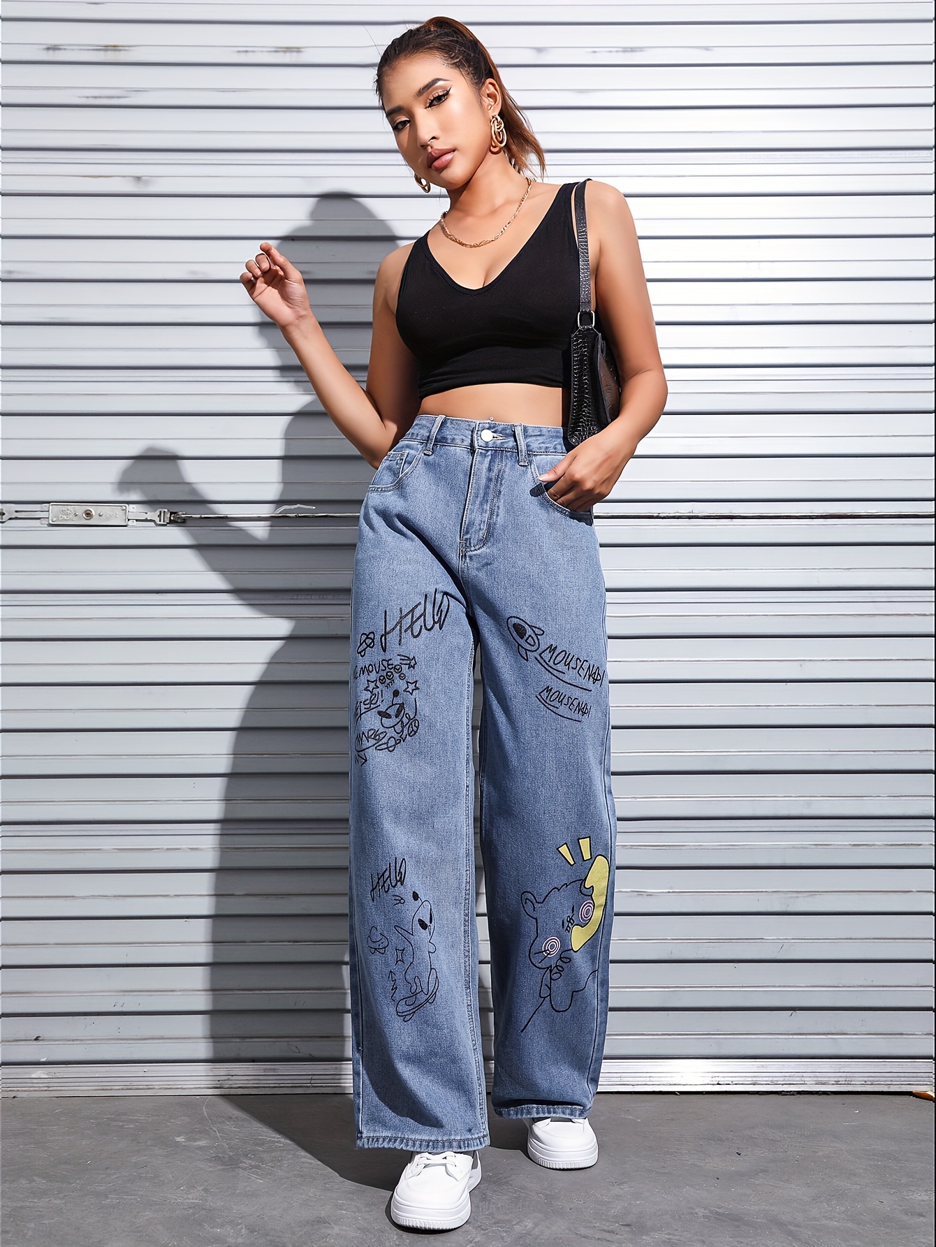 YWDJ Pants for Women Trendy Women Fashion Casual Jeans Print