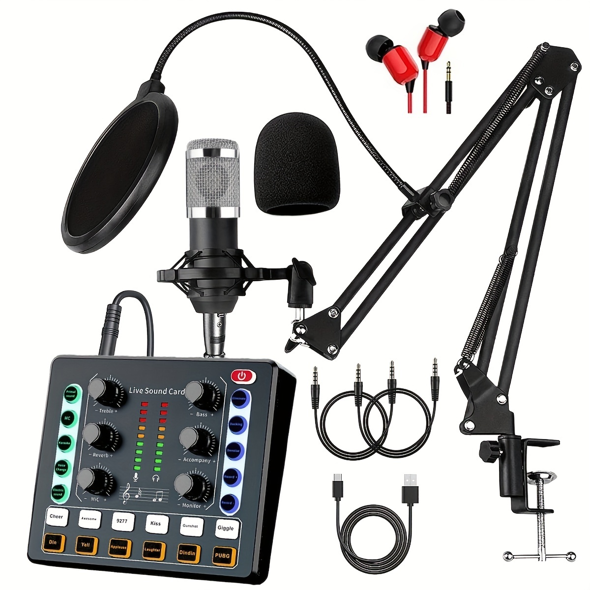 

Podcast Equipment Bundle, Audio Interface With All In 1 Live Sound Card And Bm800 , Podcast Microphone, Perfect For Recording, Broadcasting, Live Streaming Eid Al-adha Mubarak