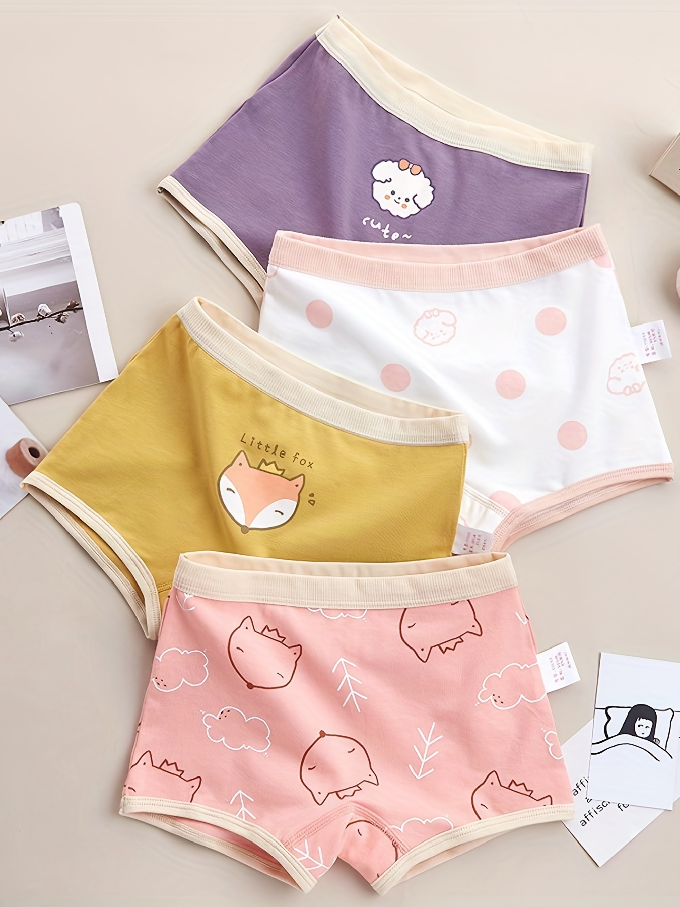 Girls Triangle Panties Cute Animals Print Comfortable - Temu