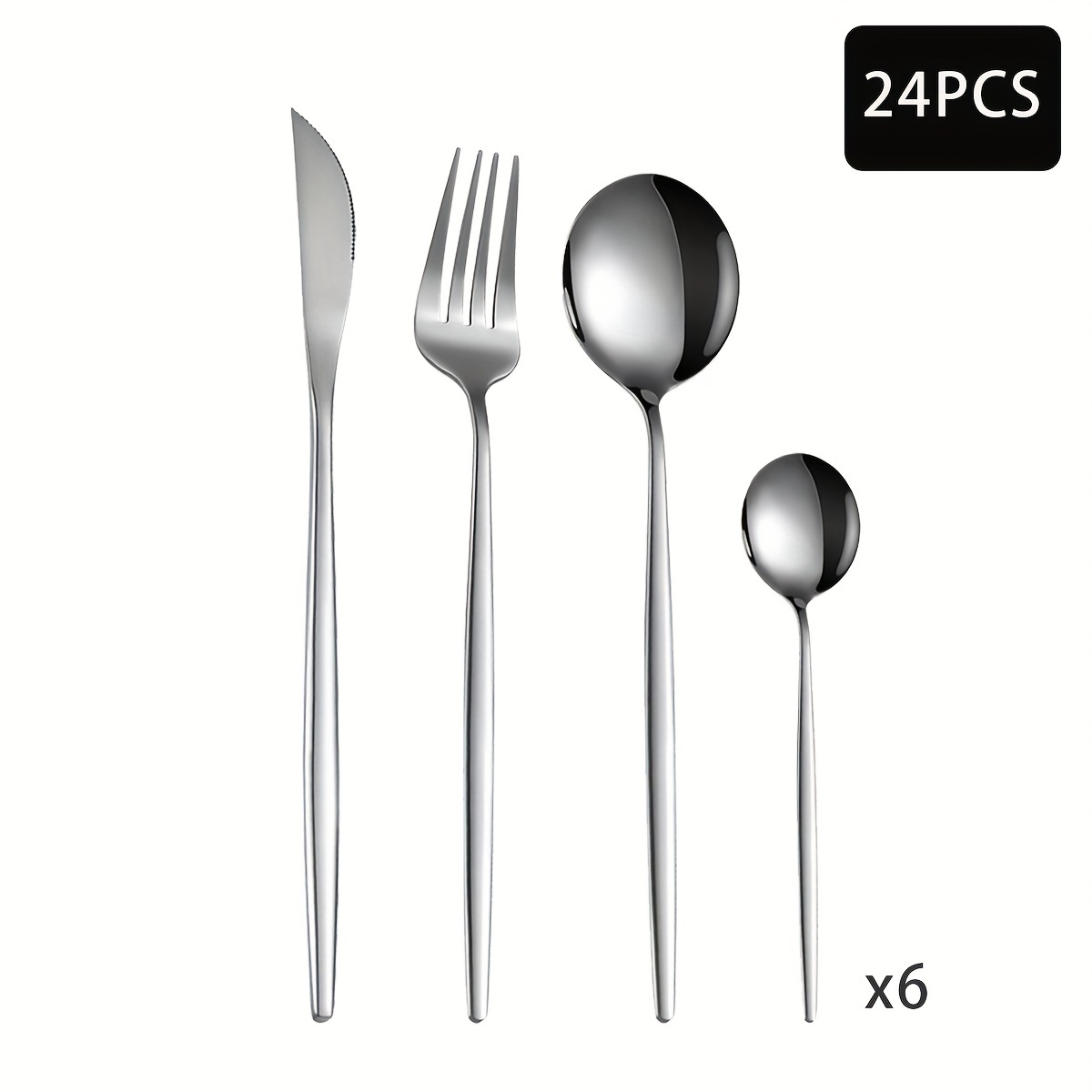 Silverware Flatware Set For 6 Stainless Steel Eating - Temu