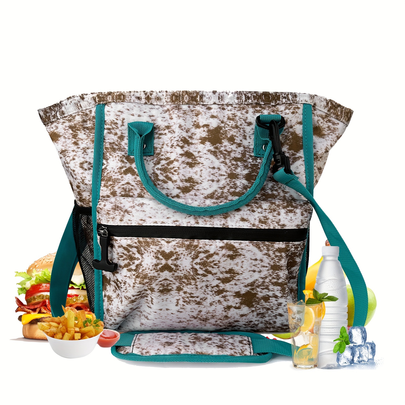 Giraffe With Floral Print Lunch Bag For Women Men Insulated Waterproof Lunch Box Leakproof Cooler Lunch Tote Bag With Adjustable Should-skid813