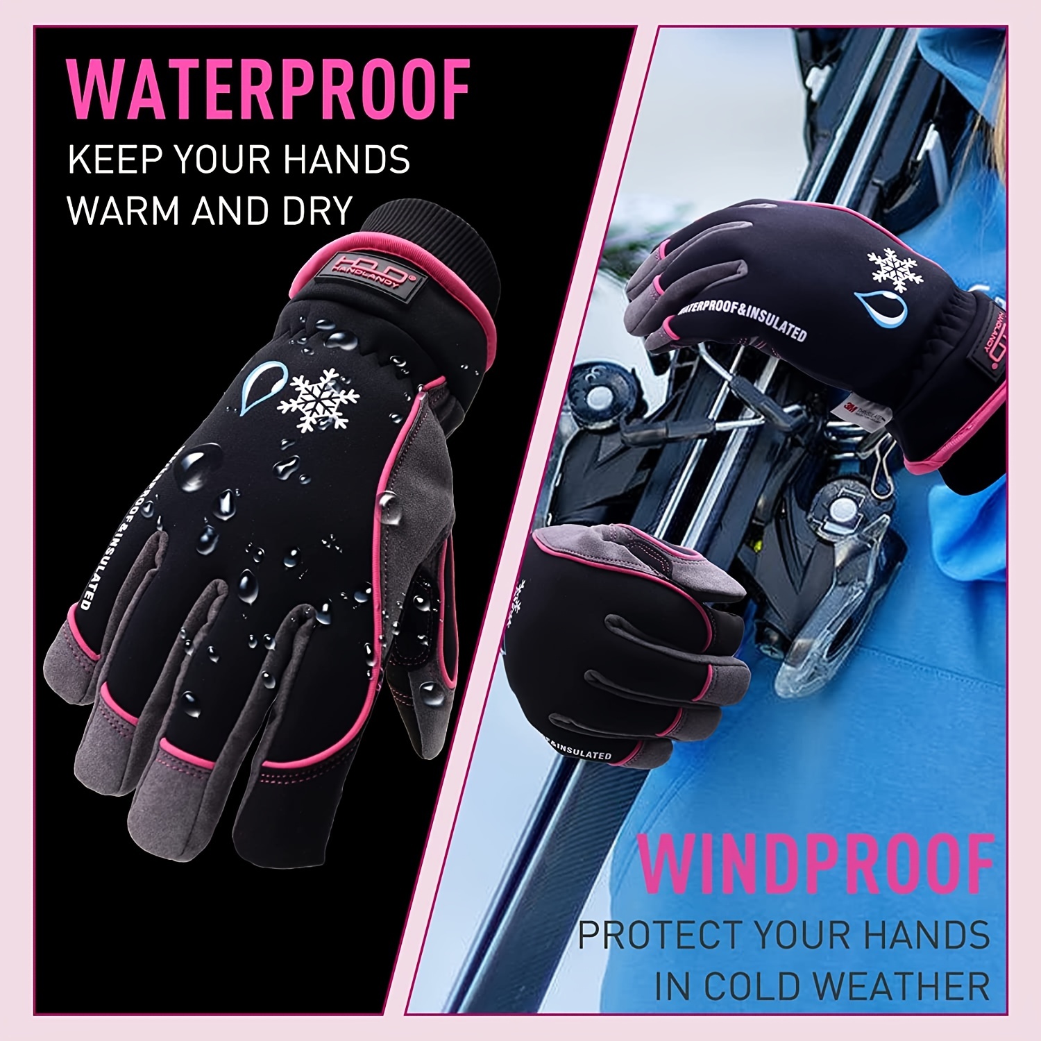 Stretch Waterproof Insulated Work Gloves Winter Thermal - Temu