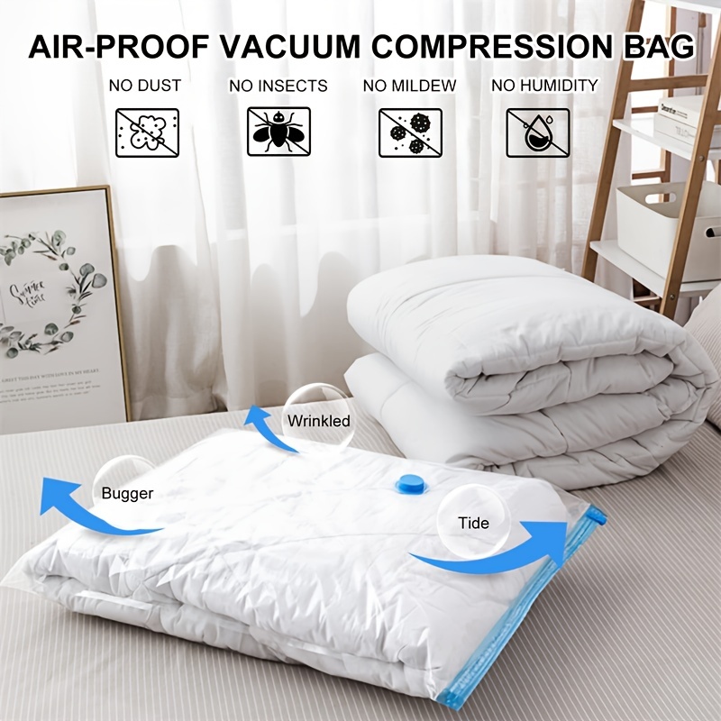Vacuum Storage Bags,Vacuum Storage Space Saver,Double Zip Seal Reusable for  Bedding,Pillow,Mattres,Quilt,Clothes,Sweater,Blanket