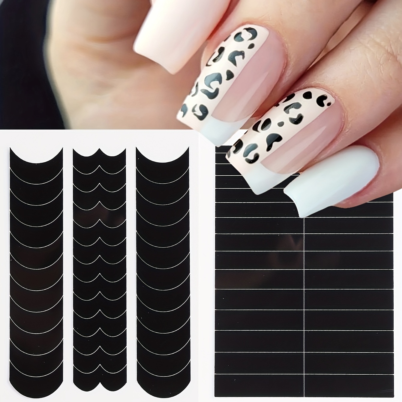 6 Sheets French Manicure Strips French Tip Nail Stickers Guides Tool for  Fingers and Toes, Black Self Adhesive Nail Art Stencils Stickers Decal for