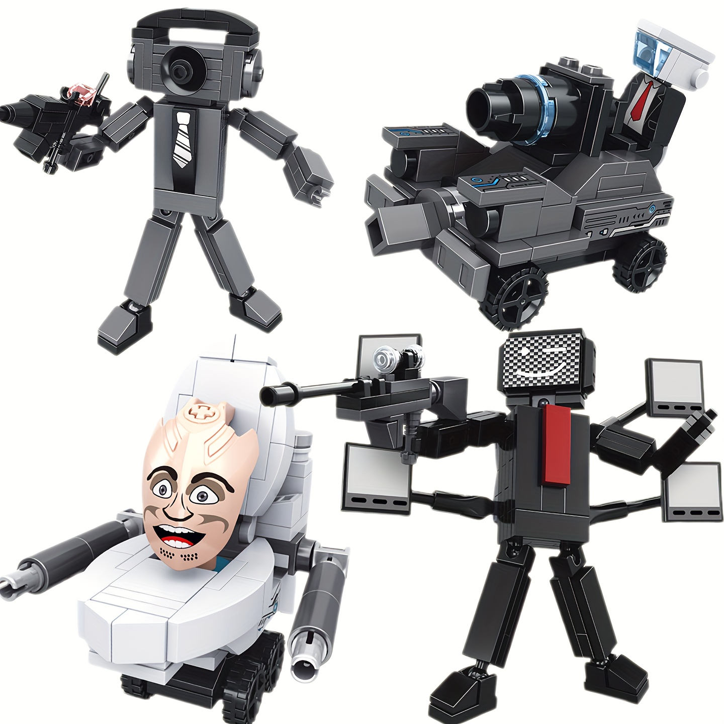  Skibidi Toilet Man Toy Building Set, Titan Clock Man/Speaker/Monitor  Man/TV Man/Photographer Building Block Action Figure, Collectible Game  Model Toy (296pcs) : Toys & Games