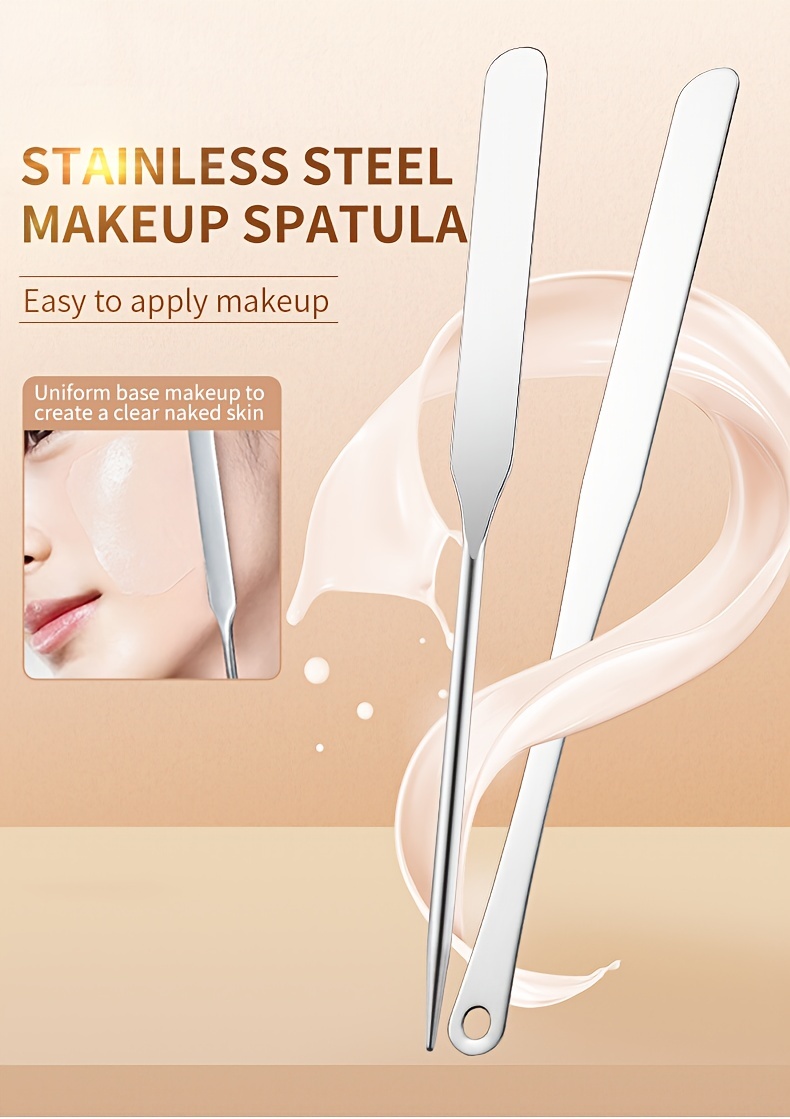 2X SET MAKE up Spatola+Paletta tavolozza acciaio per mescolare