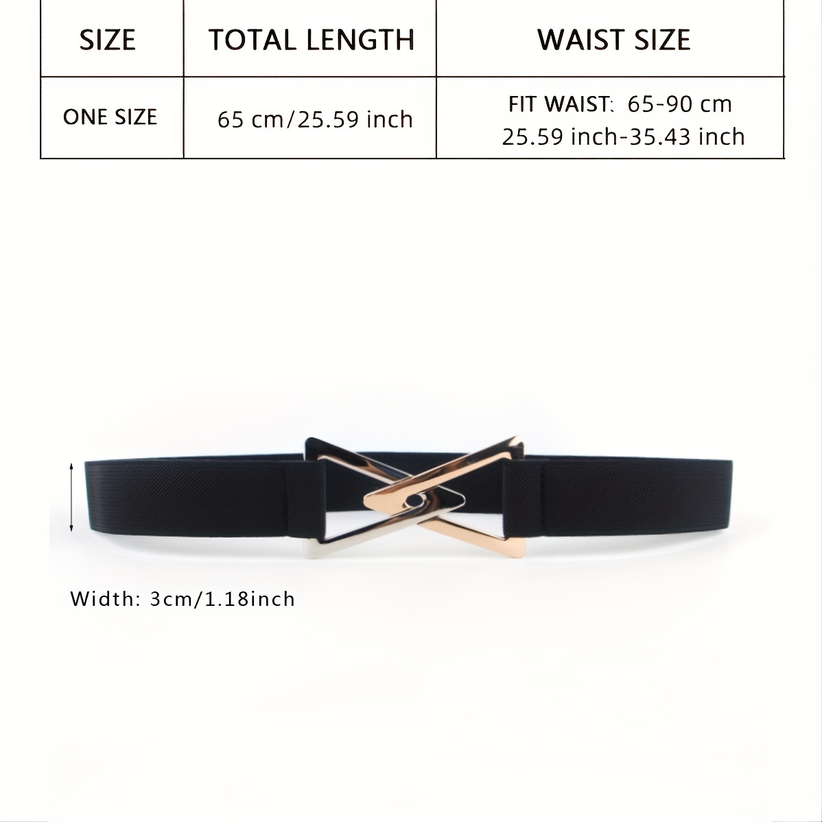 Double Triangle Metal Buckle Belt Women's Elastic Dress Belt