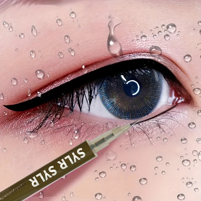 

0.01mm Ultra Slender Liquid Eyeliner Pen, Extra Slim Eyebrows Pen Waterproof Professional Sweat Proof Liquid Eye Brow Pencil Long Lasting Makeup Microblading Eyeliner Pen 2 In 1