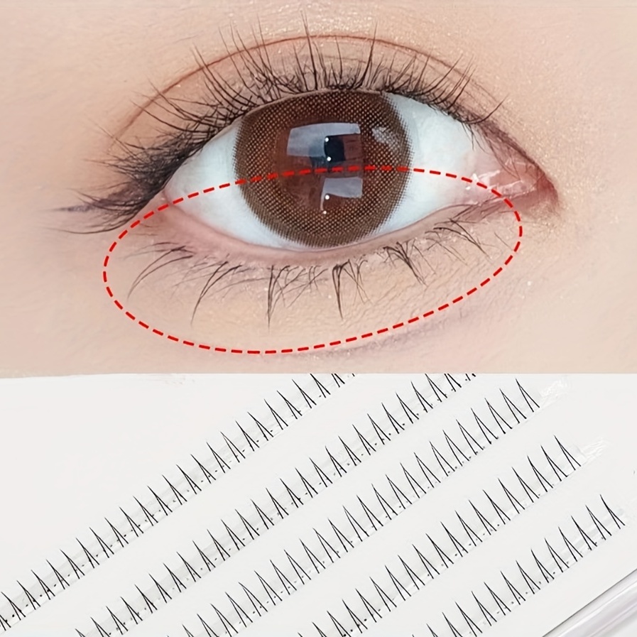 

V-shaped Bottom Lashes - 120 Clusters, Natural Look, Easy Grafting, 5/6/7mm, Perfect For Makeup Extensions