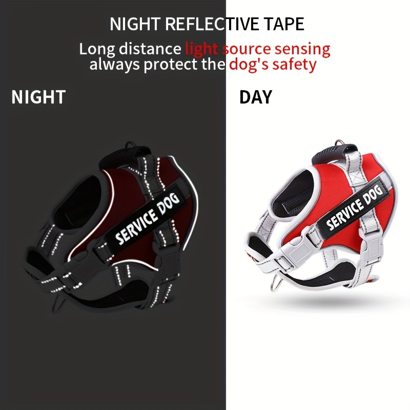 Service Dog Vest Harness Hook Loop Straps Handle Reflective Temu