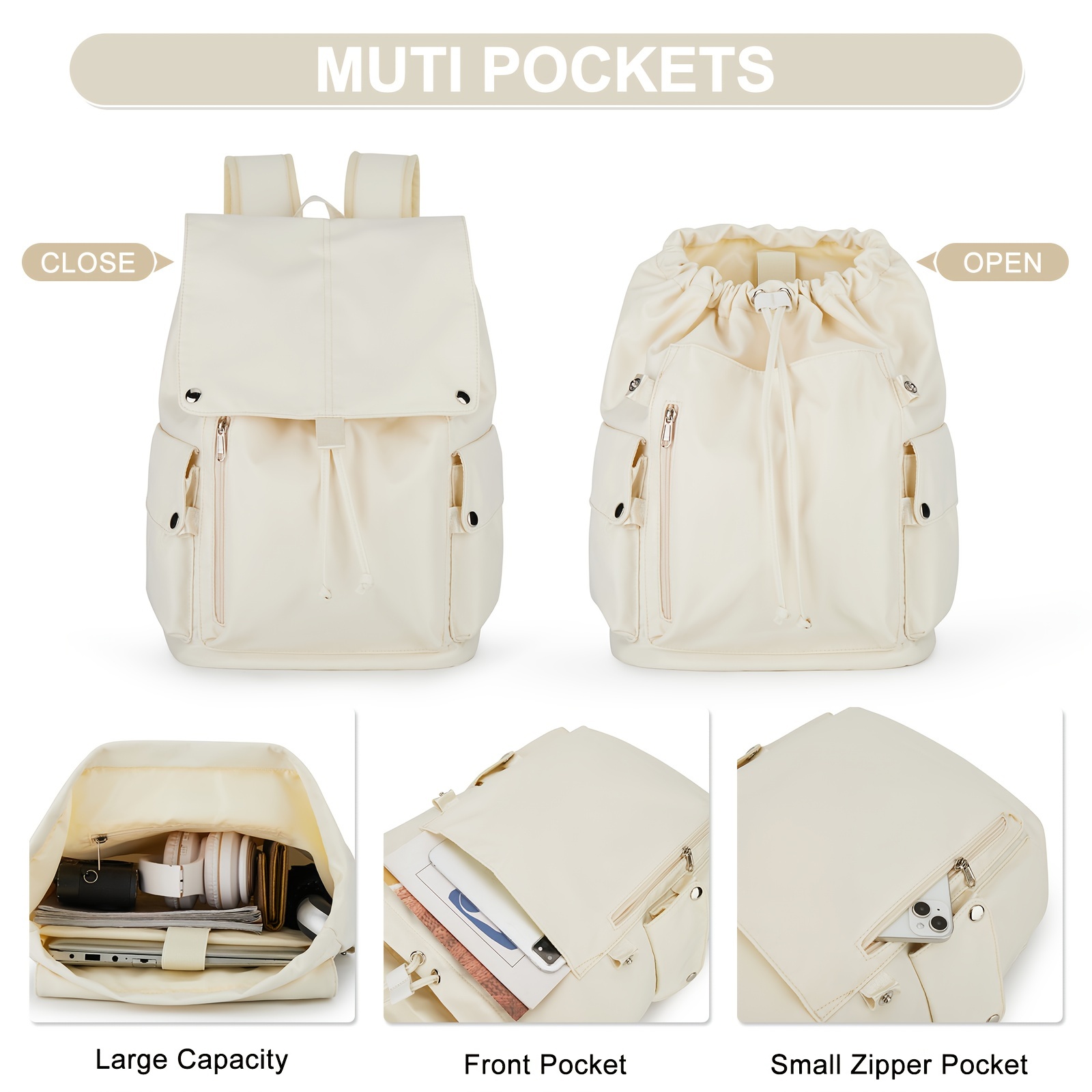 Muti-pocket Large Capacity Backpack, Heavy Duty Laptop Backpack, Casual  Preppy School & Travel Bag - Temu