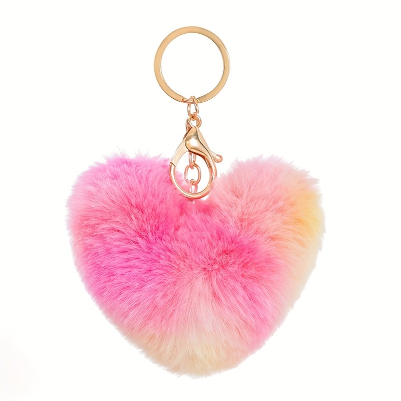 Pink Puff Ball Keychain With Cloud Charm