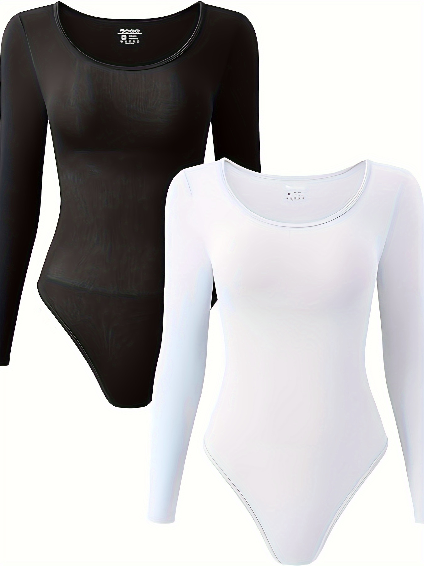 Seamless Solid Shaping Bodysuit, Long Sleeve Crew Neck Slimming Body  Shaper, Women's Underwear & Shapewear