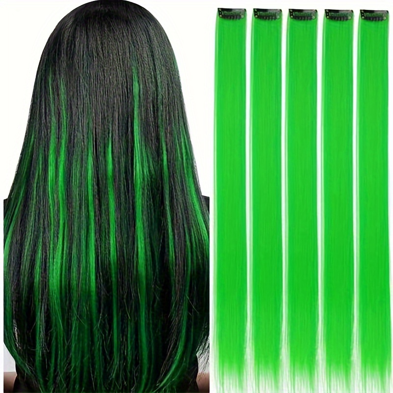 Colorful Red And Green Hair Extension Clips Party Highlights - Temu