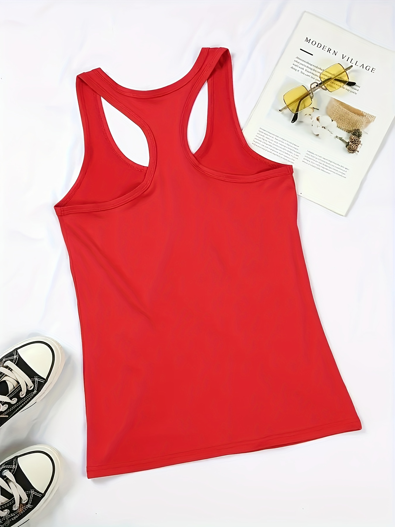 Solid U shaped Neck Tank Top Casual Sleeveless Top Summer - Temu