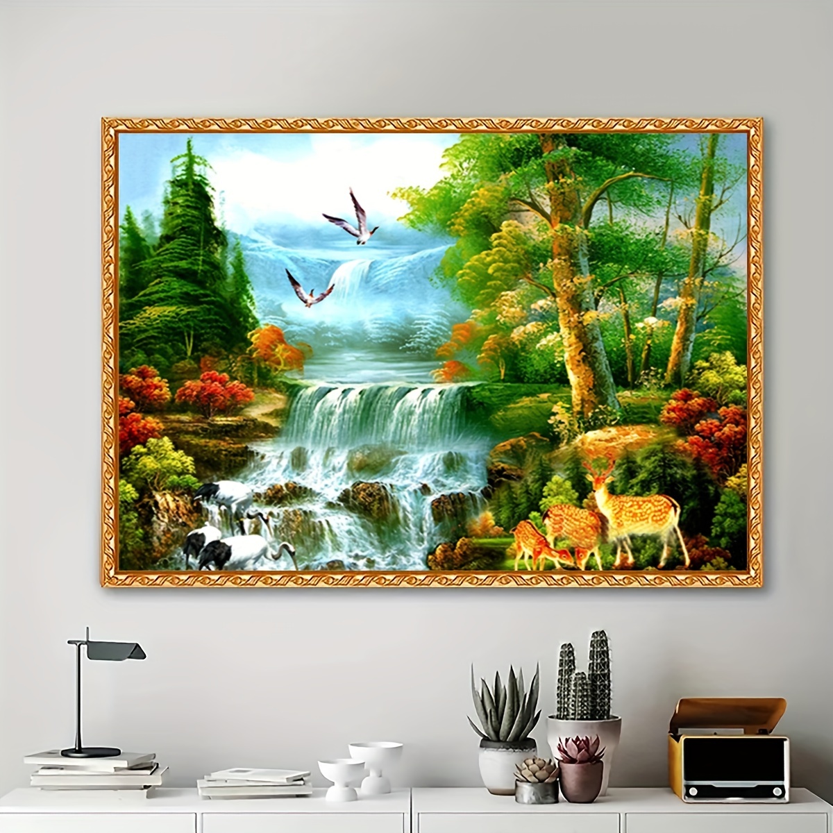5D DIY Large Diamond Painting, Cross Stitch, Wall Art, Hanging Painting,  Full Round Drill, Embroidery for Home Decor, Waterfall - AliExpress