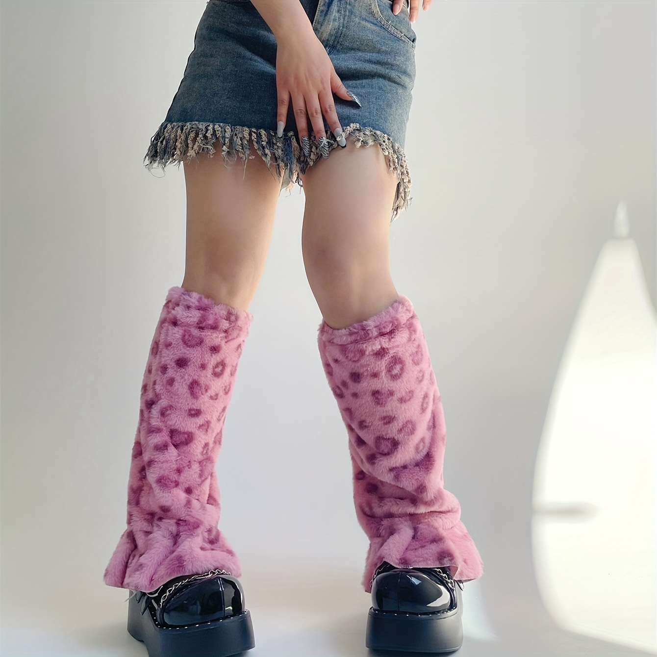 Leopard Print Leg Warmers Japanese Style Cute Ruffled Leg - Temu