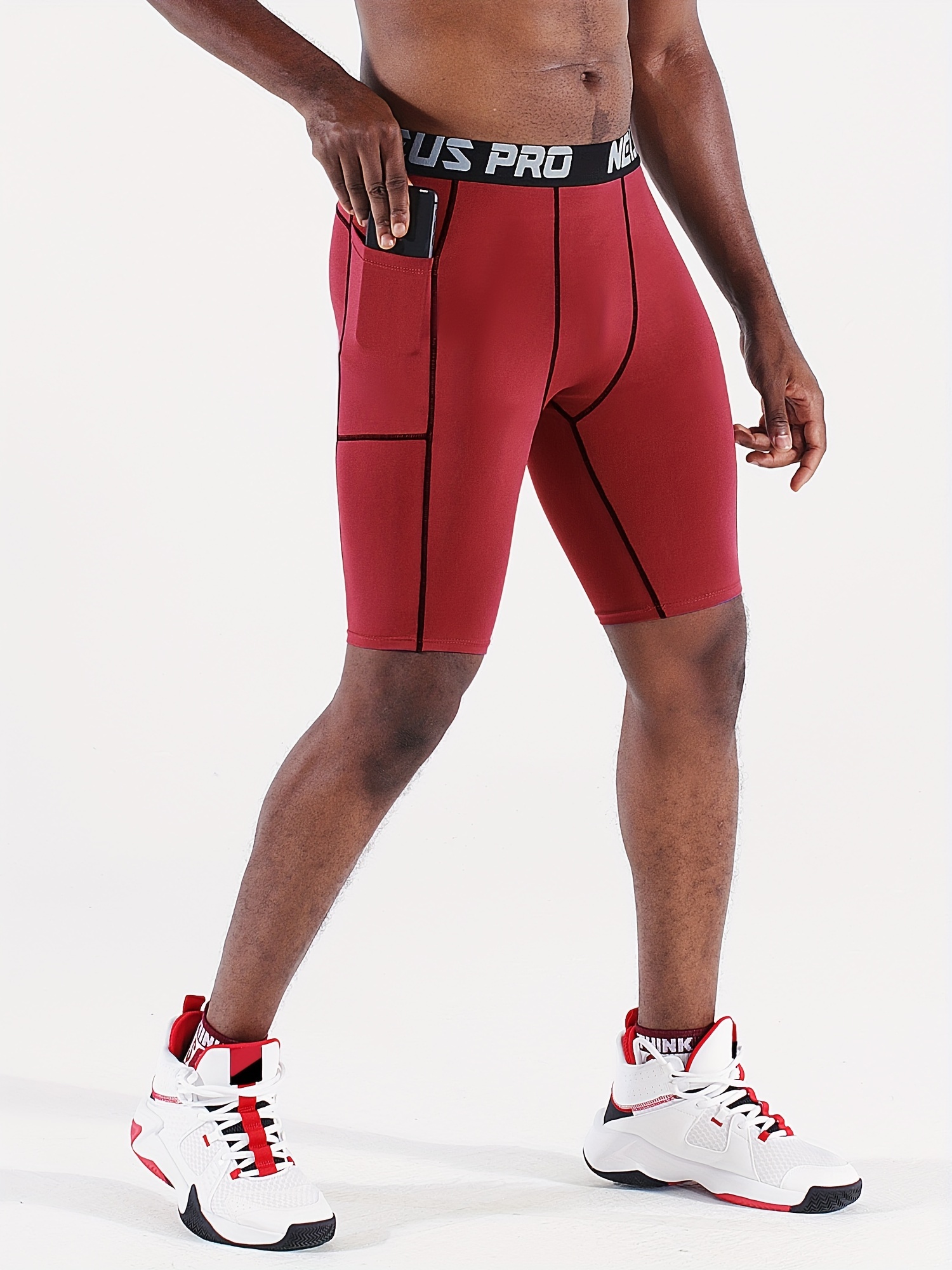 Men's Fitness Capri Pants Basketball Running Training Elastic Compression  Quick Dry Sports Tights 