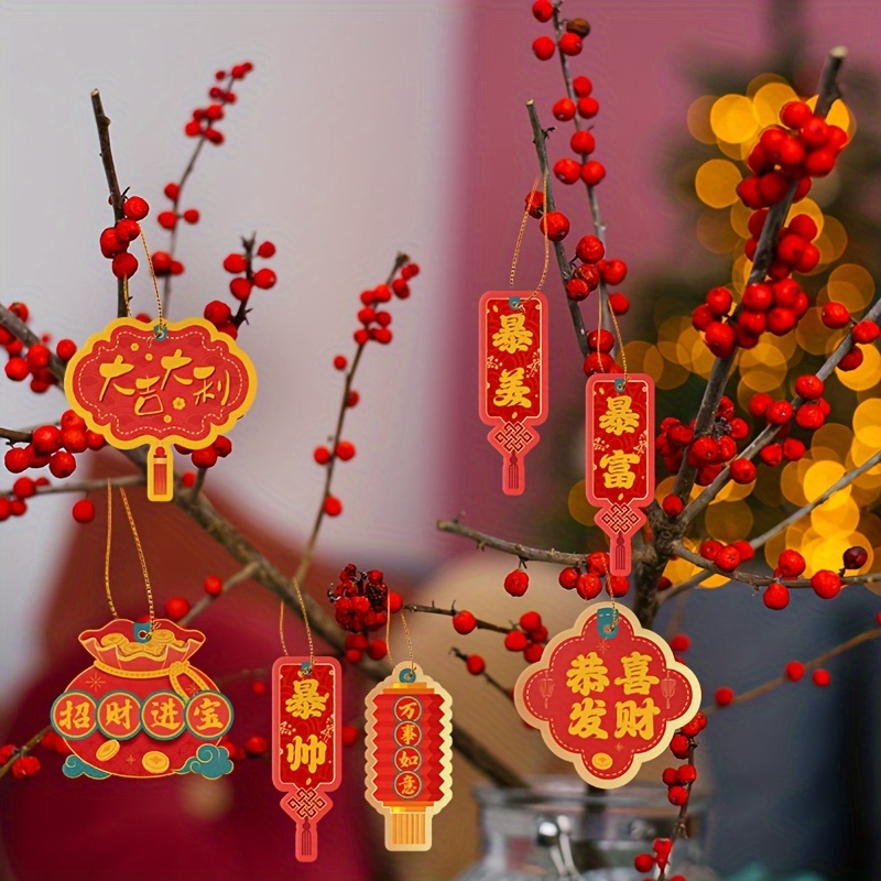 21 Pièces, Décorations Du Nouvel An Chinois, Pendentif Arbre Porte-bonheur  Du Nouvel An, Idéal Pour Les Décorations De Vacances Chinoises, Fête Du