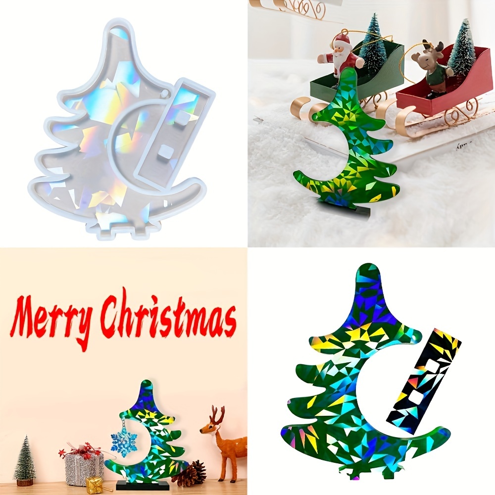 Holographic Christmas Tree Ornament, Christmas Tree Ornament, Resin  Christmas Tree Ornament, Glitter Glass Art, Resin Art, Ornament 