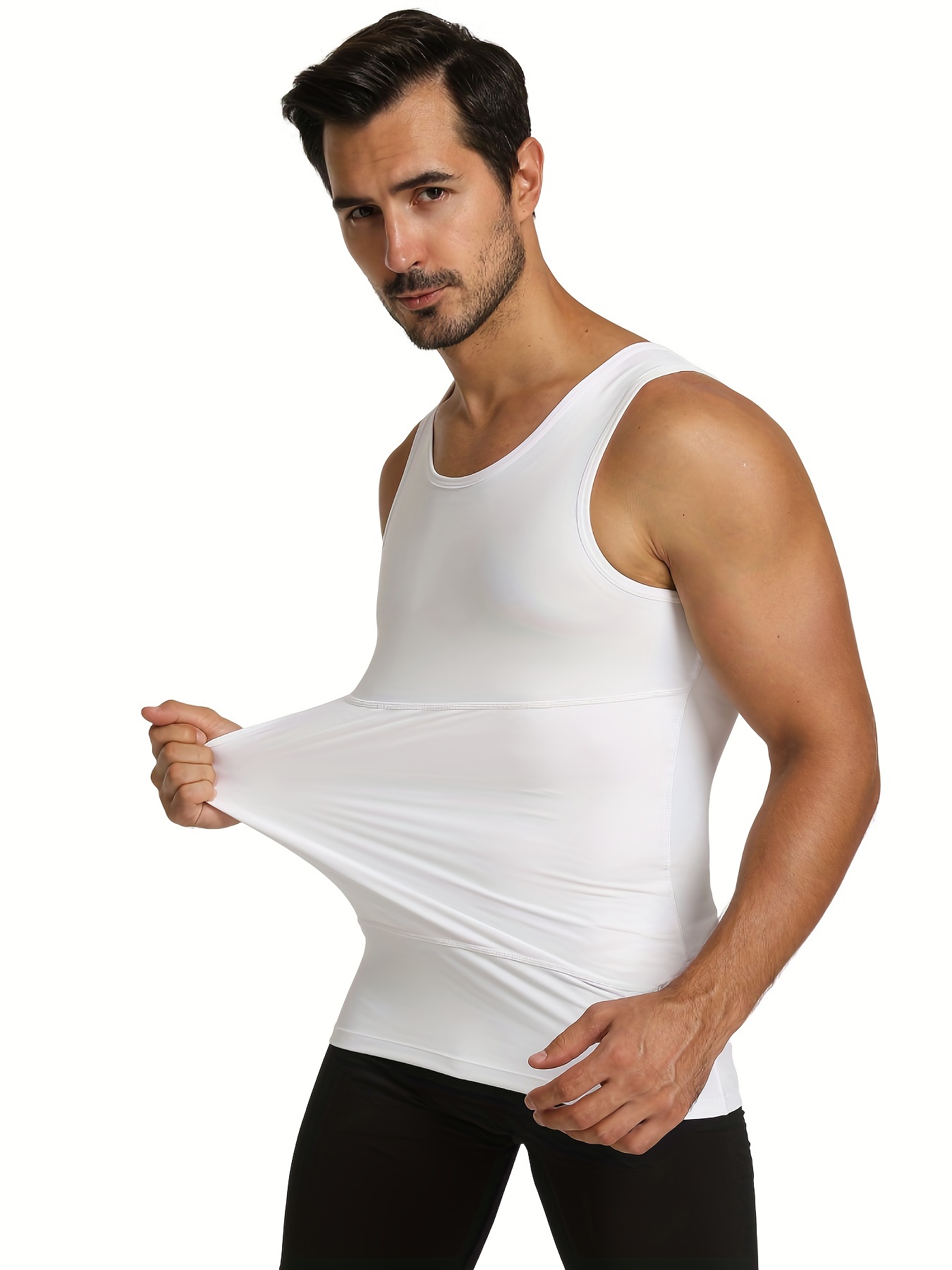 Men's Tummy Control Body Shaper Tops Hide Gynecomastia Chest Fat Shirt  Shapewear 
