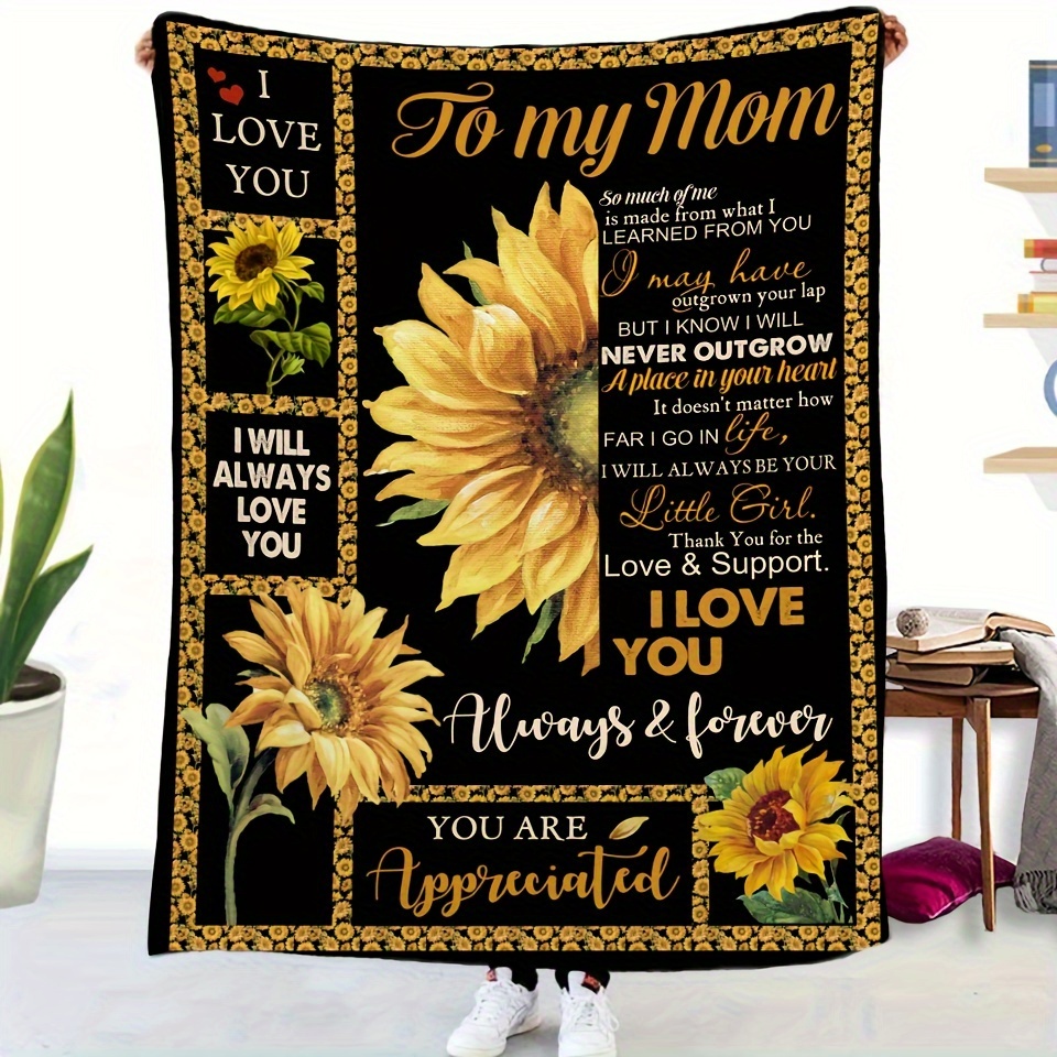 

1pc Gift For Mom From Daughter, To My Mom Sunflower Envelope Blanket, Mom Birthday Gift, Mothers Day Blanket, Christmas Thanksgiving Gift